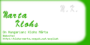 marta klohs business card